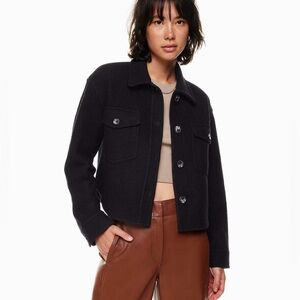 Wilfred Free The Ganna Cropped Shirt Jacket Wool Size SMALL color BLACK